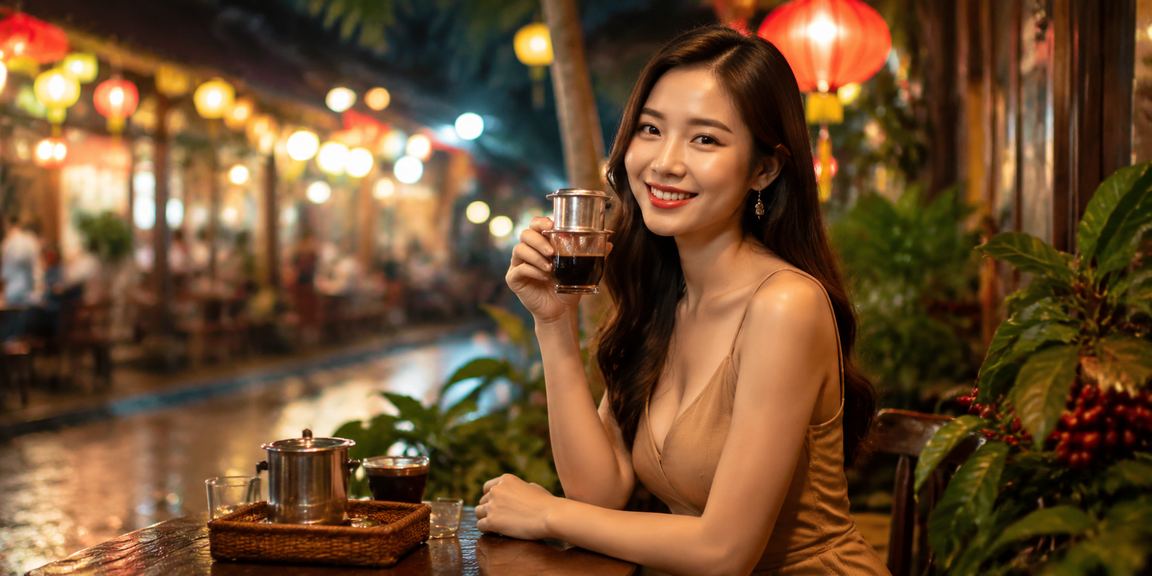Khung cảnh quán cà phê Buôn Ma Thuột với người dùng nạp tiền và kiểm tra ưu đãi pcsx2 trên điện thoại